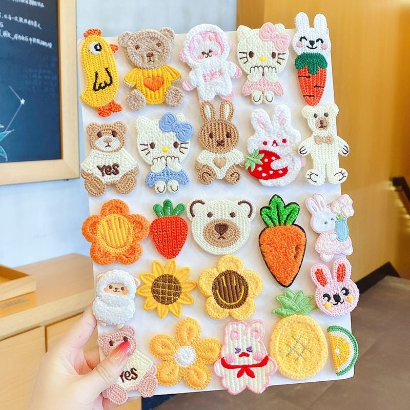 Детски щипки за коса с растителен принт, сладък стил, пролет 2025