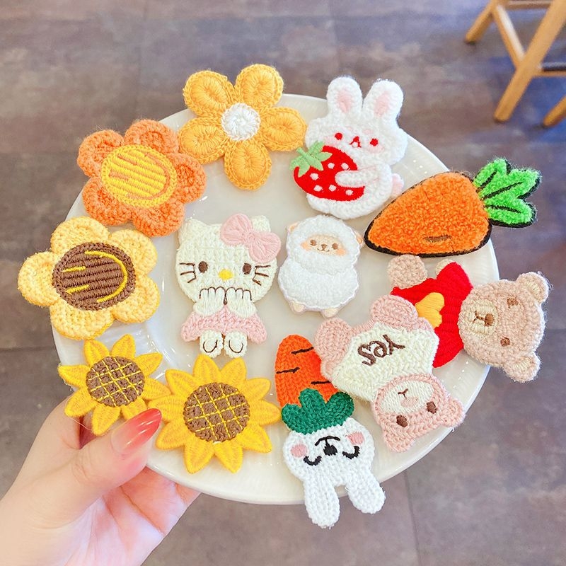 Детски щипки за коса с растителен принт, сладък стил, пролет 2025