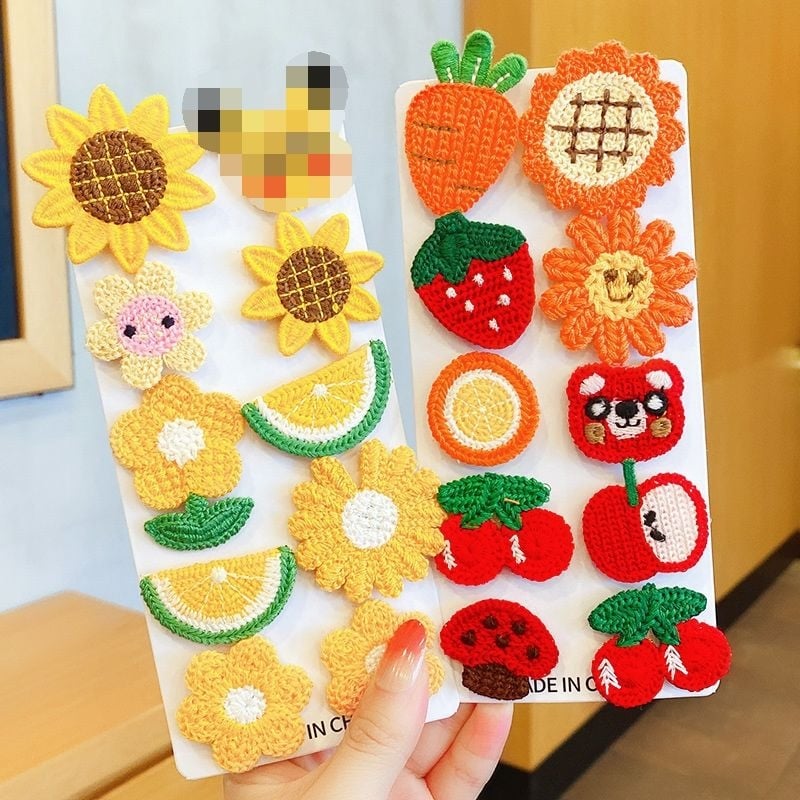 Детски щипки за коса с растителен принт, сладък стил, пролет 2025