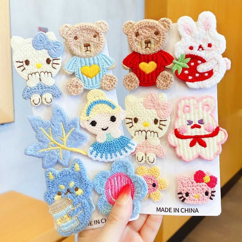 Детски щипки за коса с растителен принт, сладък стил, пролет 2025