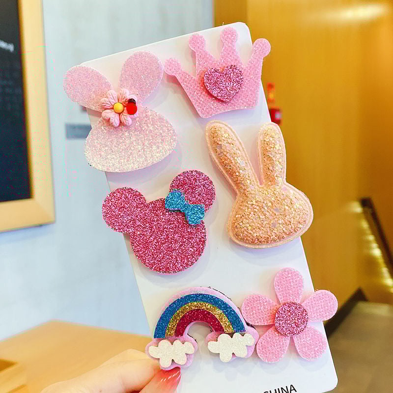 Детски щипки за коса с растителен принт, сладък стил, пролет 2025