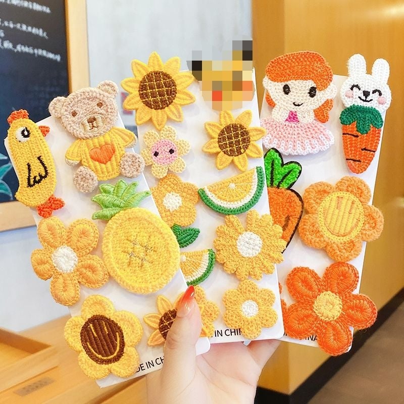 Детски щипки за коса с растителен принт, сладък стил, пролет 2025