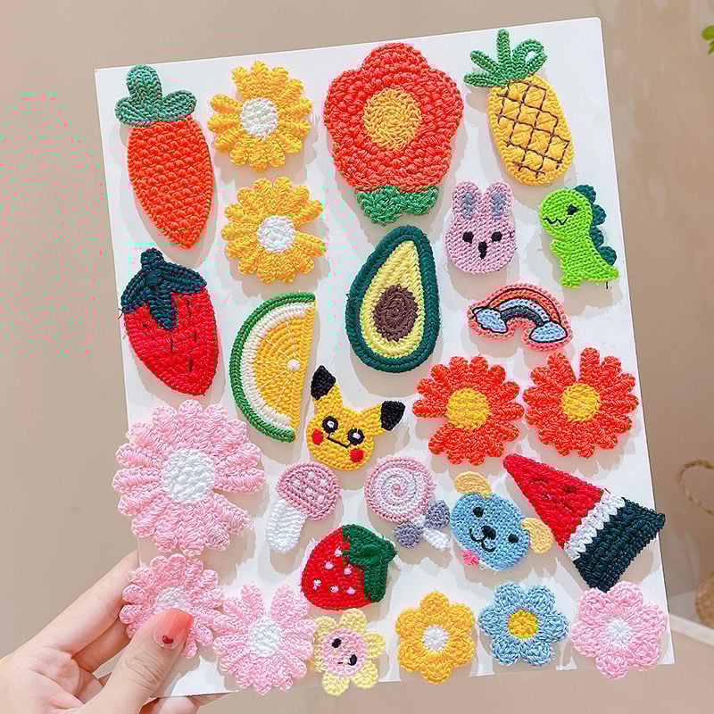 Детски щипки за коса с растителен принт, сладък стил, пролет 2025