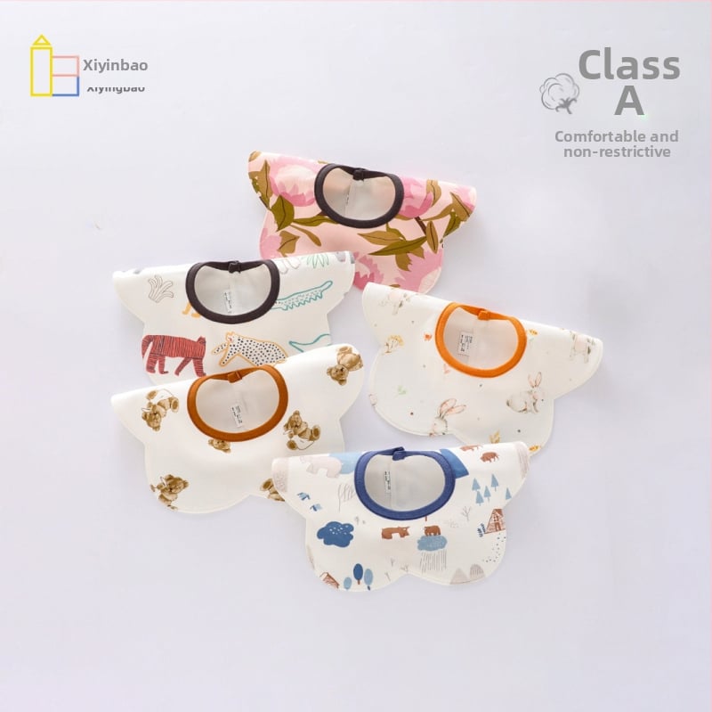 Naujagimių seilinukas su 360° pasukimu, dviejų sluoksnių iš šukuotos medvilnės, atsparus vandeniui, unisex, tinkamas 0–12 mėnesių