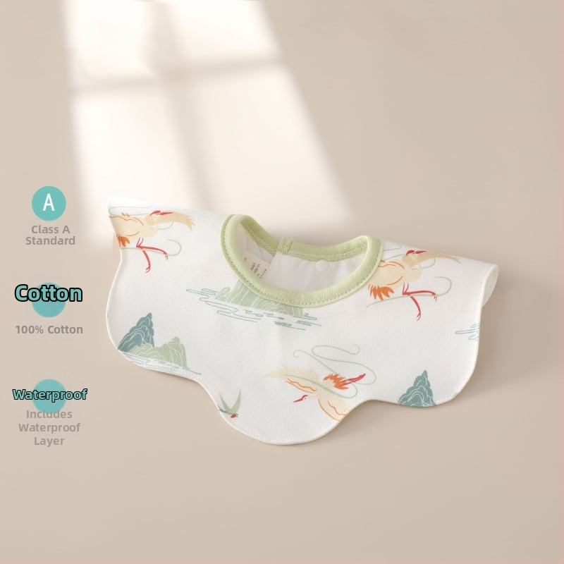 Naujagimių seilinukas su 360° pasukimu, dviejų sluoksnių iš šukuotos medvilnės, atsparus vandeniui, unisex, tinkamas 0–12 mėnesių
