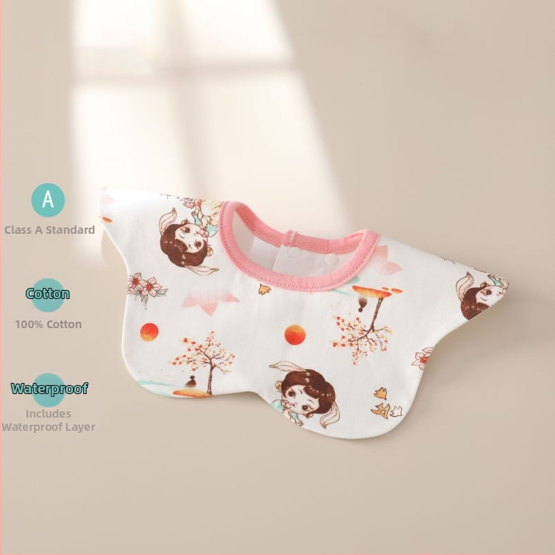 Naujagimių seilinukas su 360° pasukimu, dviejų sluoksnių iš šukuotos medvilnės, atsparus vandeniui, unisex, tinkamas 0–12 mėnesių