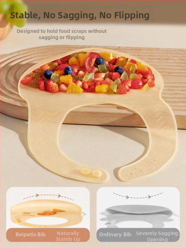 Beta Peptide silikono maitinimo prijuostė vaikams — minkšta, atspari vandeniui, atspari aliejams, maisto kokybės silikonas