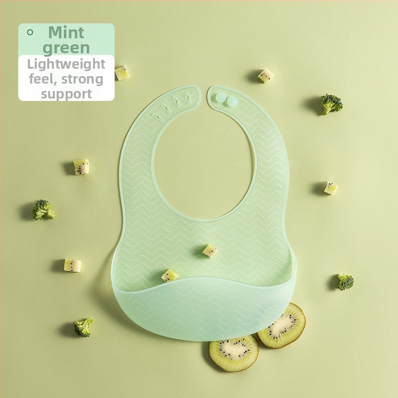 Beta Peptide silikono maitinimo prijuostė vaikams — minkšta, atspari vandeniui, atspari aliejams, maisto kokybės silikonas