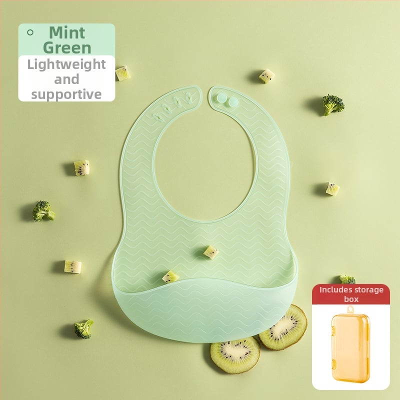 Beta Peptide silikono maitinimo prijuostė vaikams — minkšta, atspari vandeniui, atspari aliejams, maisto kokybės silikonas