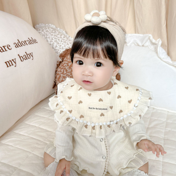 Kūdikių marlių medvilnės skudurėlis su gėlių nėriniu, atsparus vandeniui ir nešvarumams, tinkamas naujagimiams iki 6 metų, ruduo 2024