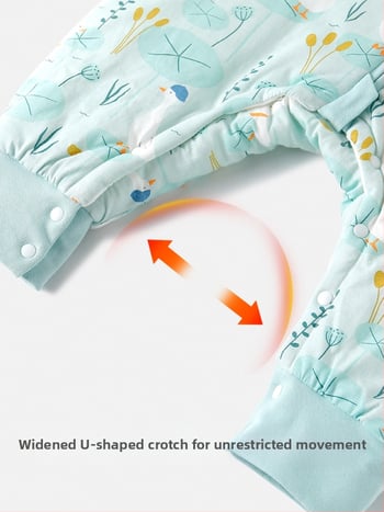 Miego krepšys kūdikiams ir mažiems vaikams, su atskirtomis kojytėmis, nuimamomis rankovėmis, 95% medvilnės audinys, cheminis pluoštas užpildas, karikatūrinis raštas, tinkamas žiemai, pavasariui ir rudeniui