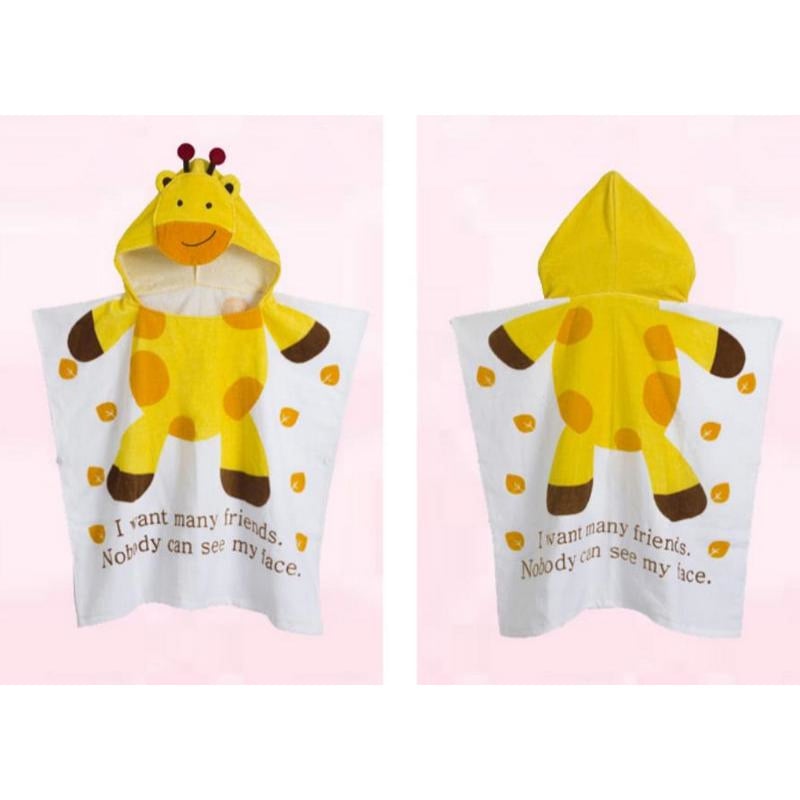 Vaikų rankšluostis su gobtuvu, animacinių gyvūnų atspaudas, 100% medvilnė, 300-400 g, siūlų skaičius 32, galimybė individualizuoti apdorojimą