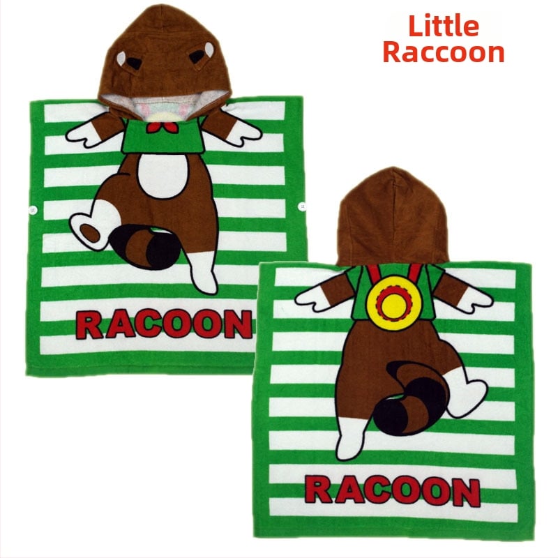 Vaikų rankšluostis su gobtuvu, animacinių gyvūnų atspaudas, 100% medvilnė, 300-400 g, siūlų skaičius 32, galimybė individualizuoti apdorojimą