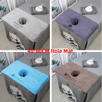 Masažo stalo rankšluostis su skylute, mikropluoštas 100D, svoris virš 200 g, siuvimas, pritaikymas