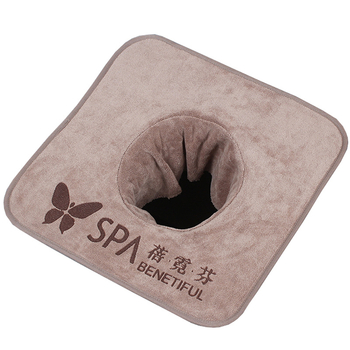 Masažo stalo rankšluostis su skylute, mikropluoštas 100D, svoris virš 200 g, siuvimas, pritaikymas