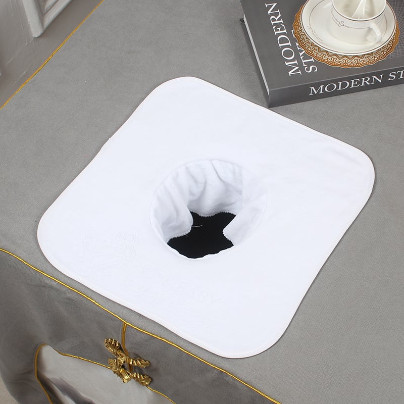 Masažo stalo rankšluostis su skylute, mikropluoštas 100D, svoris virš 200 g, siuvimas, pritaikymas