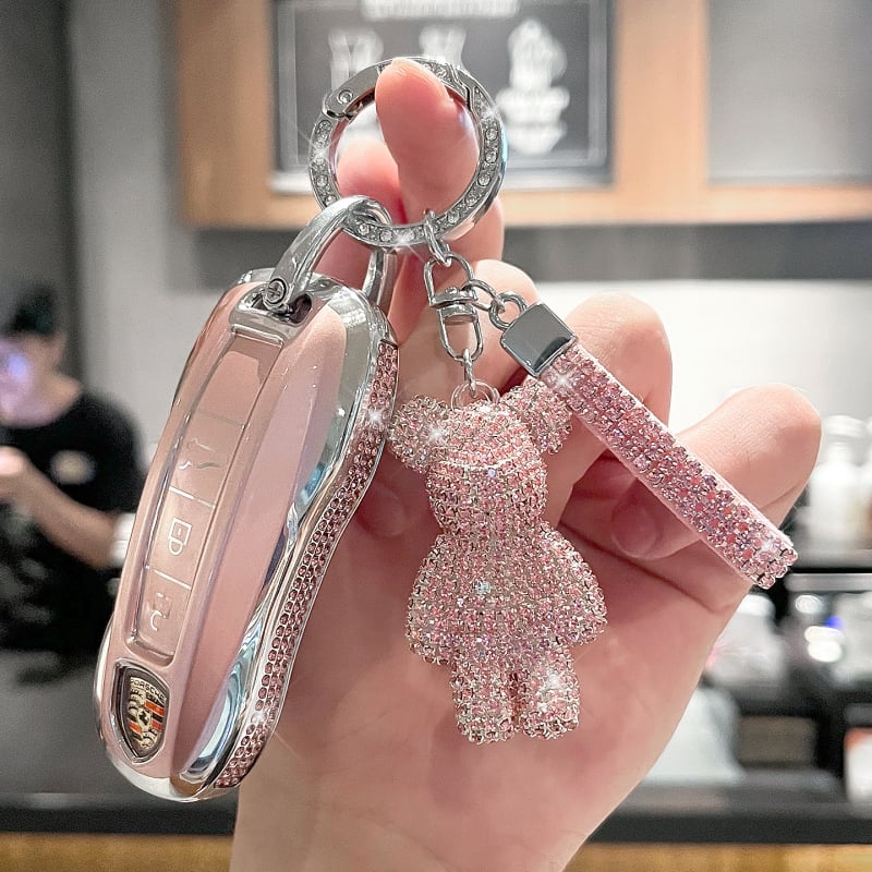 Porsche atslēgu maciņš Panamera, Macan, Cayenne, 718, Boxster, 911 un Taycan – eļļas vaskaina āda, sprādze