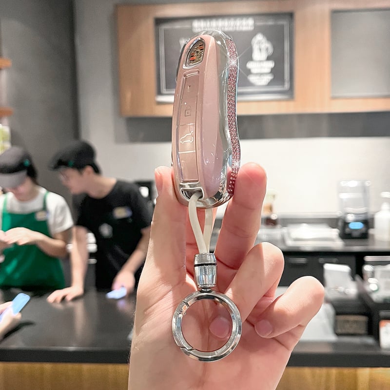 Porsche atslēgu maciņš Panamera, Macan, Cayenne, 718, Boxster, 911 un Taycan – eļļas vaskaina āda, sprādze