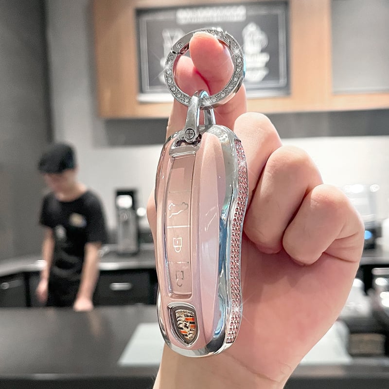 Porsche atslēgu maciņš Panamera, Macan, Cayenne, 718, Boxster, 911 un Taycan – eļļas vaskaina āda, sprādze