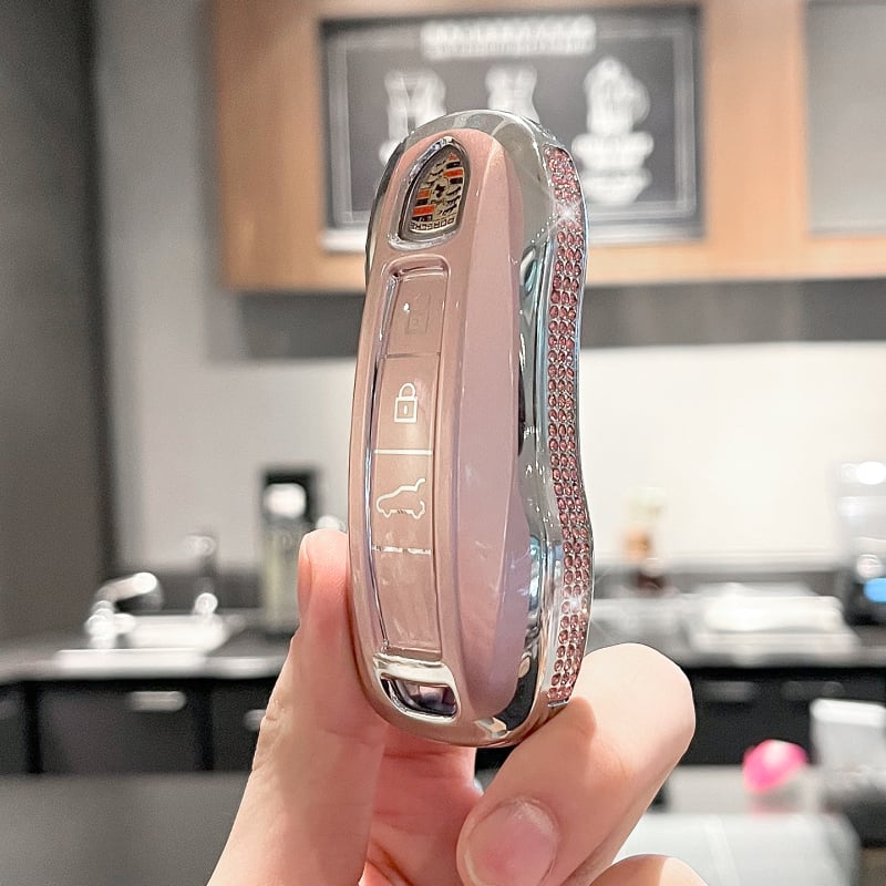 Porsche atslēgu maciņš Panamera, Macan, Cayenne, 718, Boxster, 911 un Taycan – eļļas vaskaina āda, sprādze