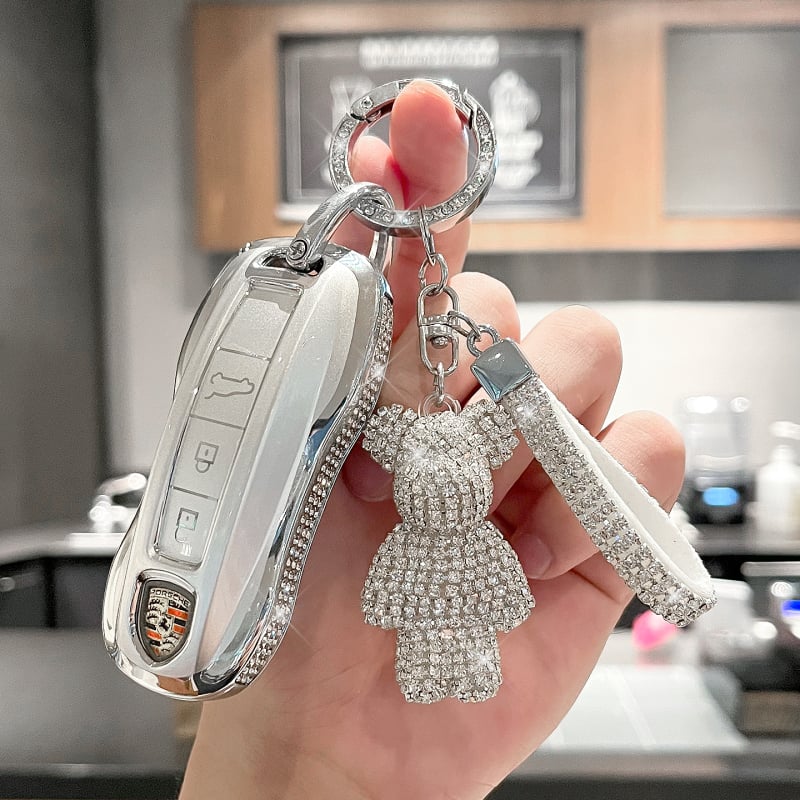 Porsche atslēgu maciņš Panamera, Macan, Cayenne, 718, Boxster, 911 un Taycan – eļļas vaskaina āda, sprādze