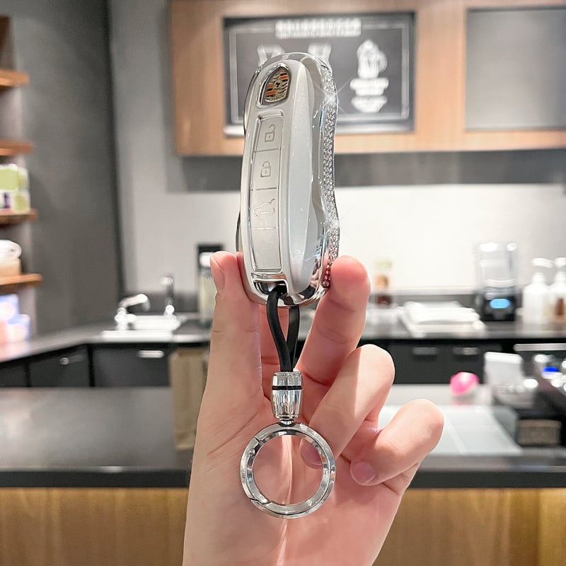 Porsche atslēgu maciņš Panamera, Macan, Cayenne, 718, Boxster, 911 un Taycan – eļļas vaskaina āda, sprādze