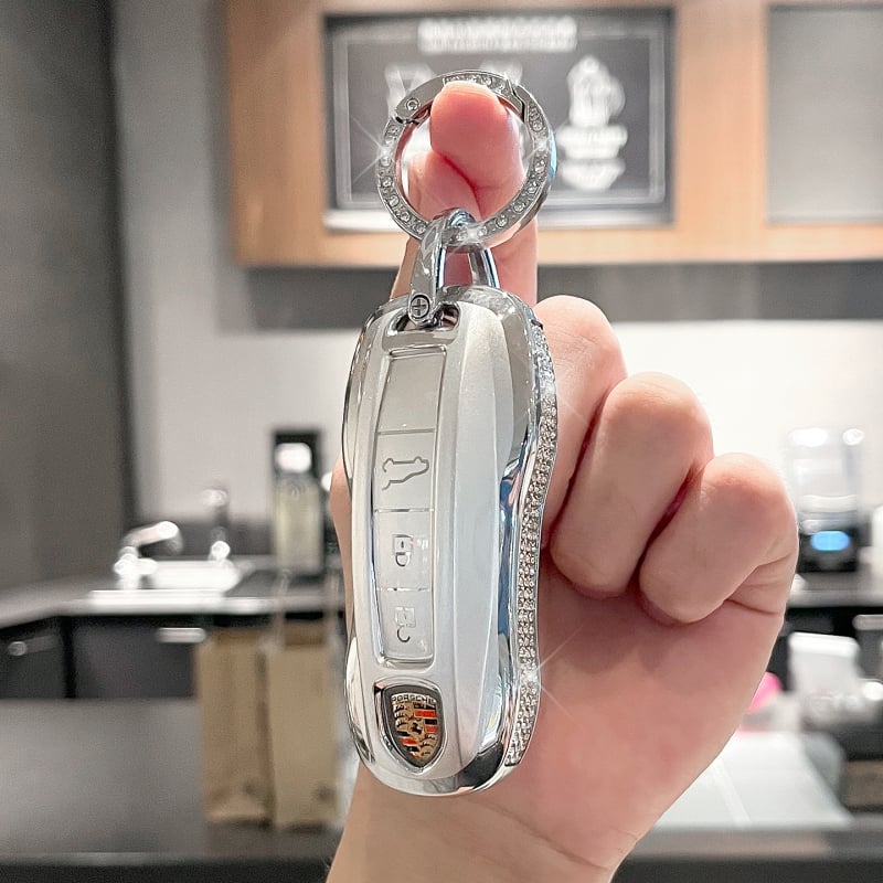 Porsche atslēgu maciņš Panamera, Macan, Cayenne, 718, Boxster, 911 un Taycan – eļļas vaskaina āda, sprādze