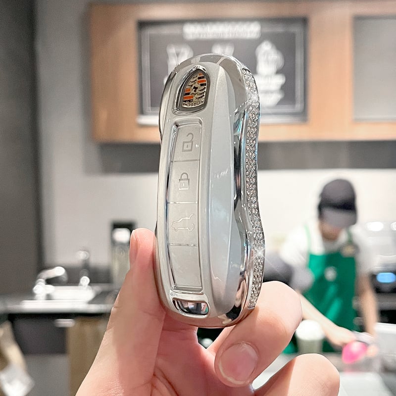 Porsche atslēgu maciņš Panamera, Macan, Cayenne, 718, Boxster, 911 un Taycan – eļļas vaskaina āda, sprādze