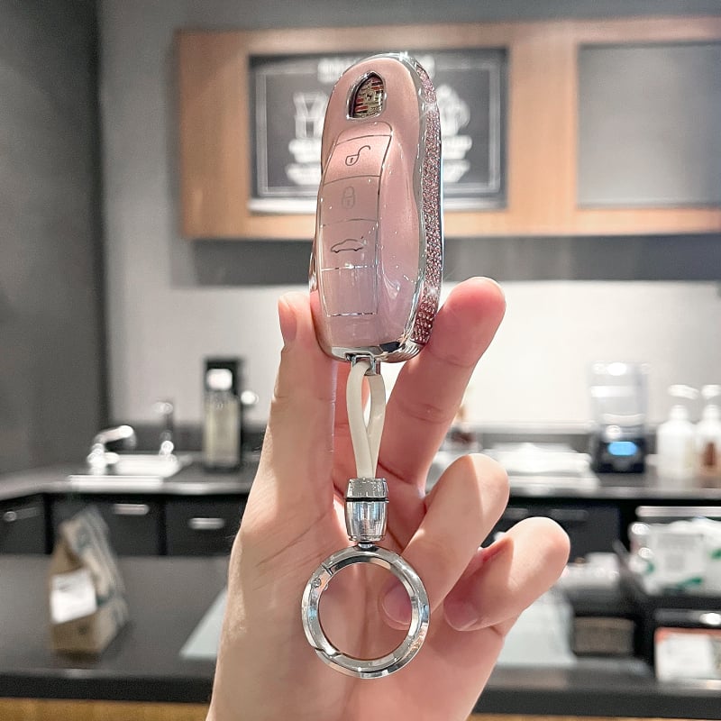 Porsche atslēgu maciņš Panamera, Macan, Cayenne, 718, Boxster, 911 un Taycan – eļļas vaskaina āda, sprādze