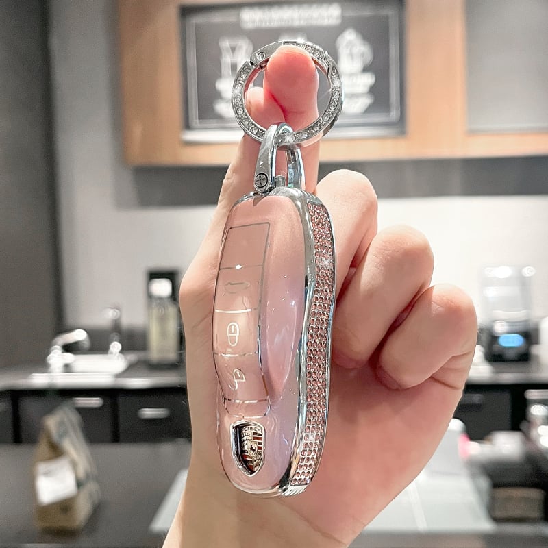 Porsche atslēgu maciņš Panamera, Macan, Cayenne, 718, Boxster, 911 un Taycan – eļļas vaskaina āda, sprādze