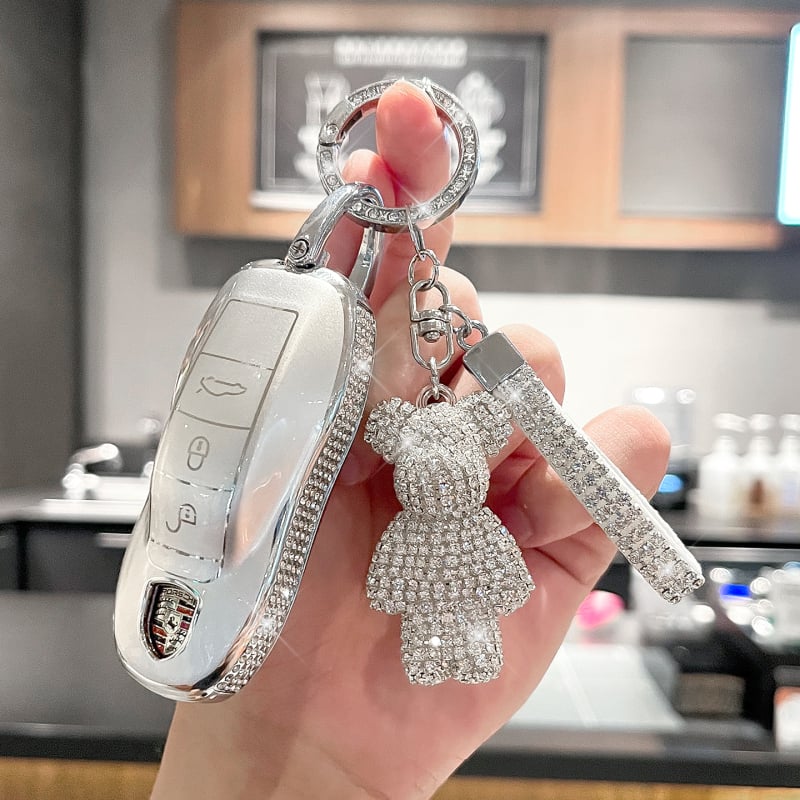 Porsche atslēgu maciņš Panamera, Macan, Cayenne, 718, Boxster, 911 un Taycan – eļļas vaskaina āda, sprādze