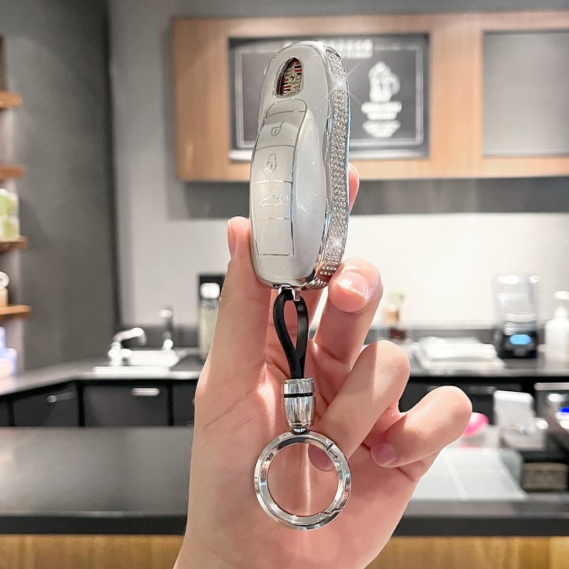 Porsche atslēgu maciņš Panamera, Macan, Cayenne, 718, Boxster, 911 un Taycan – eļļas vaskaina āda, sprādze