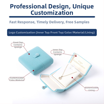 Velvētā divkārši atveramā gredzenukaste, juvelierizstrādājumu iepakojums, plastmasas iekšpuse ar flaneli, Ruibang