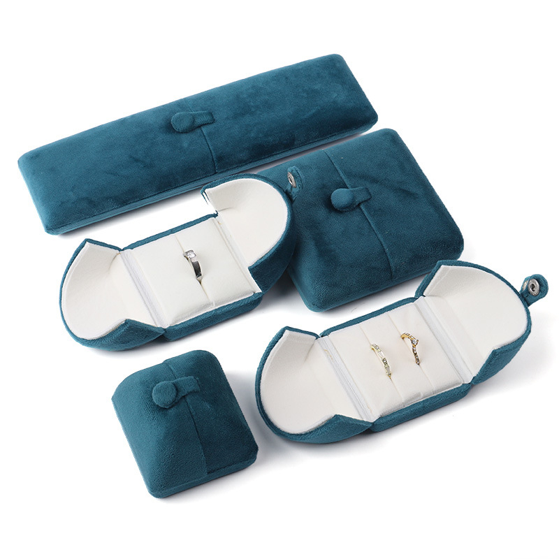 Velvētā divkārši atveramā gredzenukaste, juvelierizstrādājumu iepakojums, plastmasas iekšpuse ar flaneli, Ruibang