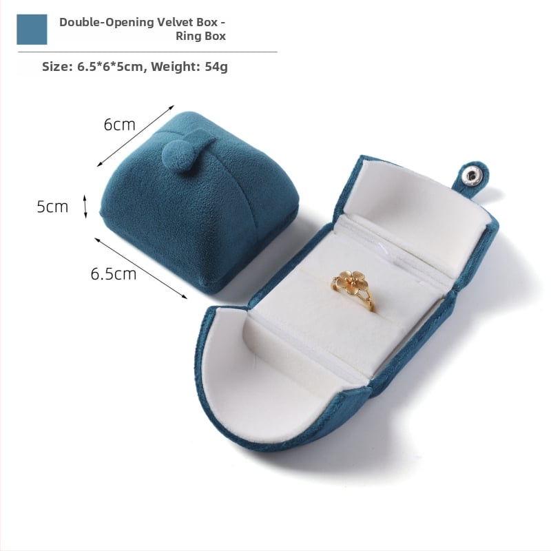 Velvētā divkārši atveramā gredzenukaste, juvelierizstrādājumu iepakojums, plastmasas iekšpuse ar flaneli, Ruibang