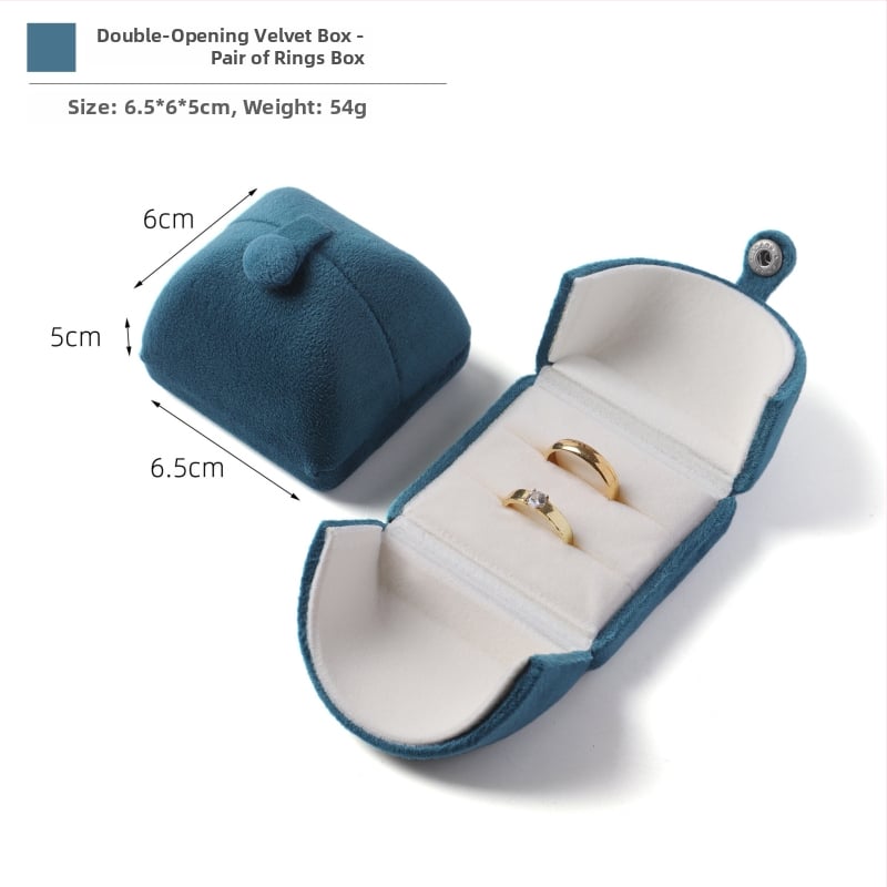 Velvētā divkārši atveramā gredzenukaste, juvelierizstrādājumu iepakojums, plastmasas iekšpuse ar flaneli, Ruibang