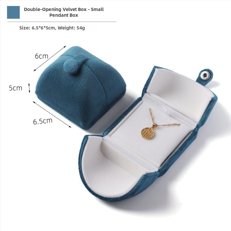 Velvētā divkārši atveramā gredzenukaste, juvelierizstrādājumu iepakojums, plastmasas iekšpuse ar flaneli, Ruibang