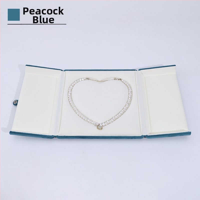 Velvētā divkārši atveramā gredzenukaste, juvelierizstrādājumu iepakojums, plastmasas iekšpuse ar flaneli, Ruibang