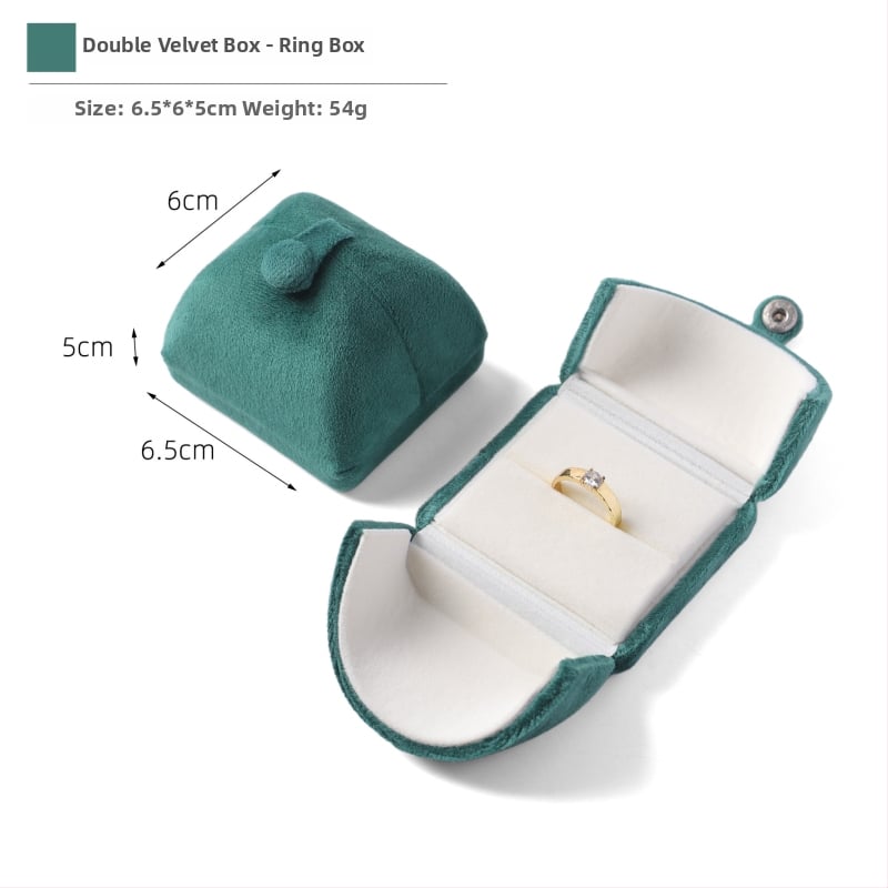 Velvētā divkārši atveramā gredzenukaste, juvelierizstrādājumu iepakojums, plastmasas iekšpuse ar flaneli, Ruibang