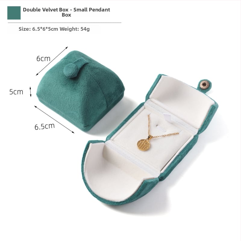 Velvētā divkārši atveramā gredzenukaste, juvelierizstrādājumu iepakojums, plastmasas iekšpuse ar flaneli, Ruibang