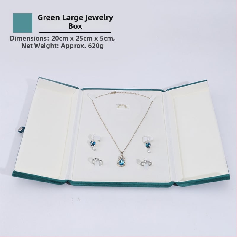 Velvētā divkārši atveramā gredzenukaste, juvelierizstrādājumu iepakojums, plastmasas iekšpuse ar flaneli, Ruibang