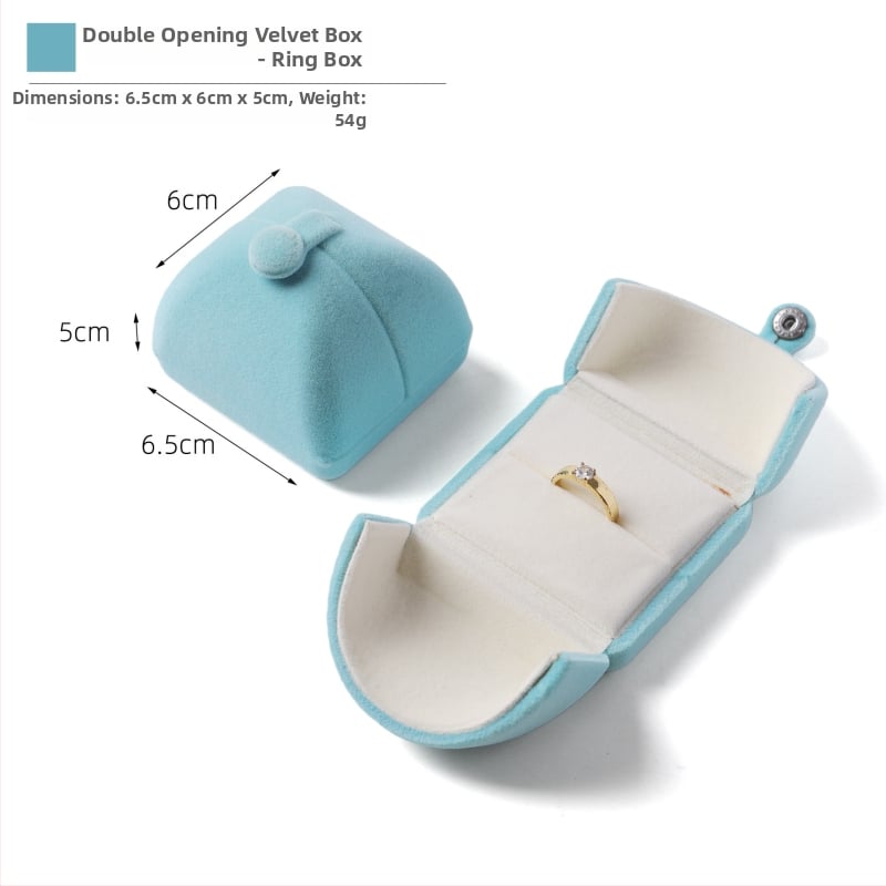 Velvētā divkārši atveramā gredzenukaste, juvelierizstrādājumu iepakojums, plastmasas iekšpuse ar flaneli, Ruibang