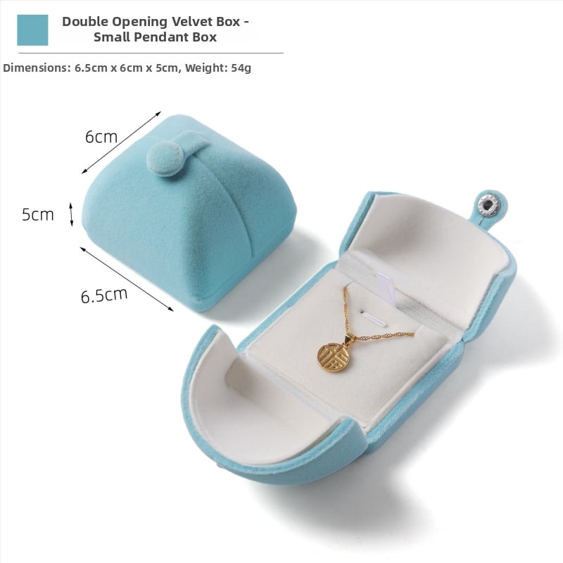 Velvētā divkārši atveramā gredzenukaste, juvelierizstrādājumu iepakojums, plastmasas iekšpuse ar flaneli, Ruibang