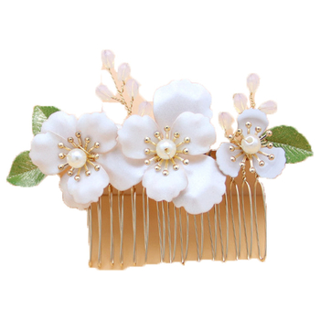 Щипка за коса във форма на цвете от сплав с перли и кристали, електроплатена ръчна изработка, подходяща за сватба
