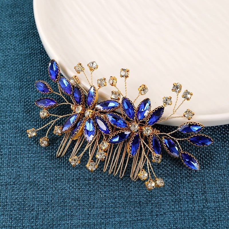 Щипка за коса във форма на цвете от сплав с перли и кристали, електроплатена ръчна изработка, подходяща за сватба