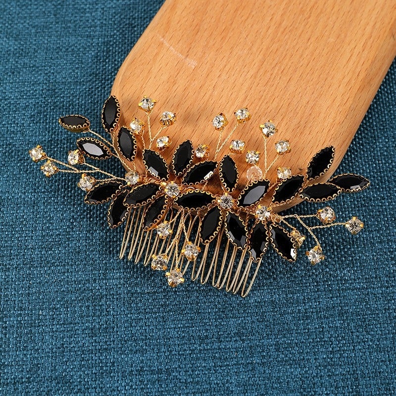 Щипка за коса във форма на цвете от сплав с перли и кристали, електроплатена ръчна изработка, подходяща за сватба