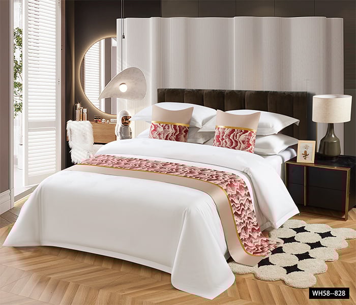 Viešbučio patalynės dekoro komplektas — modernus minimalistinis dizainas, vientisas raštas; Medžiaga: Kita; Raštas: Vienarūšis; Stilius: Kita; Stiliaus pozicija: Viešbutis