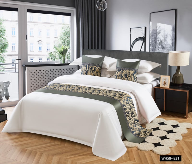 Viešbučio patalynės dekoro komplektas — modernus minimalistinis dizainas, vientisas raštas; Medžiaga: Kita; Raštas: Vienarūšis; Stilius: Kita; Stiliaus pozicija: Viešbutis