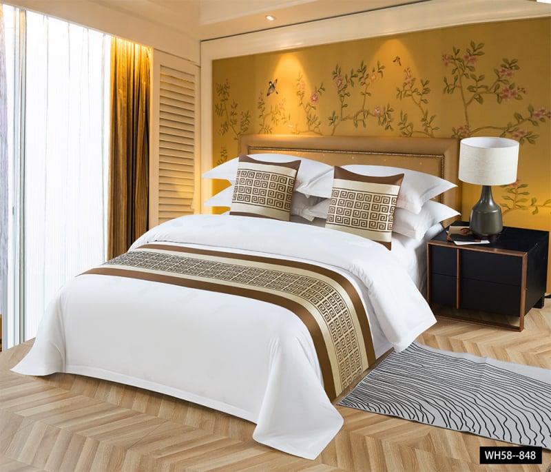 Viešbučio patalynės dekoro komplektas — modernus minimalistinis dizainas, vientisas raštas; Medžiaga: Kita; Raštas: Vienarūšis; Stilius: Kita; Stiliaus pozicija: Viešbutis