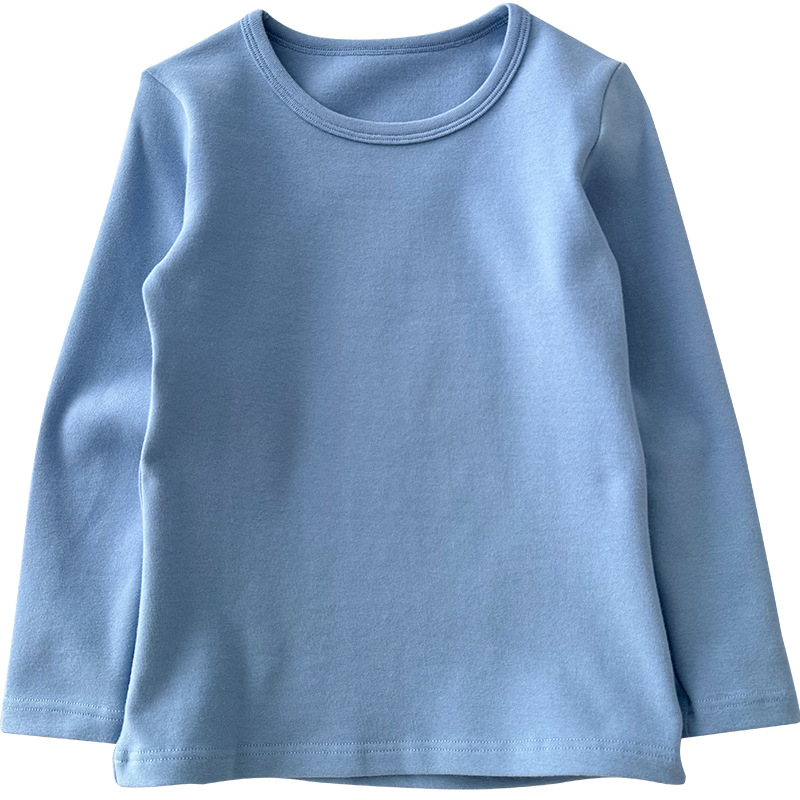 Vaikų marškinėliai su ilgomis rankovėmis iš medvilnės su apvaliu kaklu, vieno atspalvio modelis, švelnus audinys, 95% medvilnė 5% elastanas, tinkamas 0–1 metų amžiui